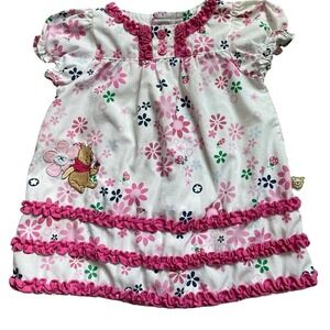 Disney Winnie the Pooh Floral Ruffle Baby Dress White Pink 3-6 Months infant